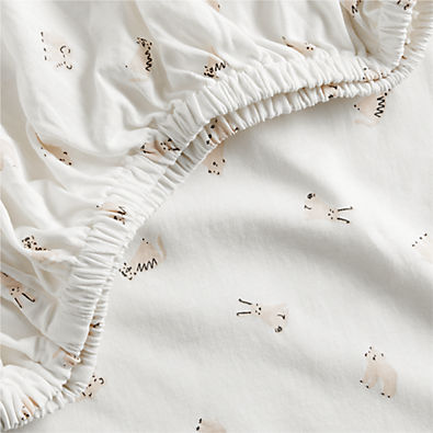 View Baby's First Pink Animal Organic Cotton Heathered Jersey Baby Crib Fitted Sheet details