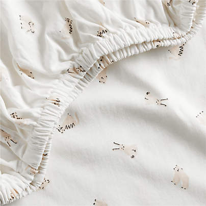 Baby's First Pink Animal 100% Organic Cotton Heathered Jersey Baby Crib Fitted Sheet