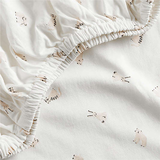 Baby's First Pink Animal 100% Organic Cotton Heathered Jersey Baby Crib Fitted Sheet