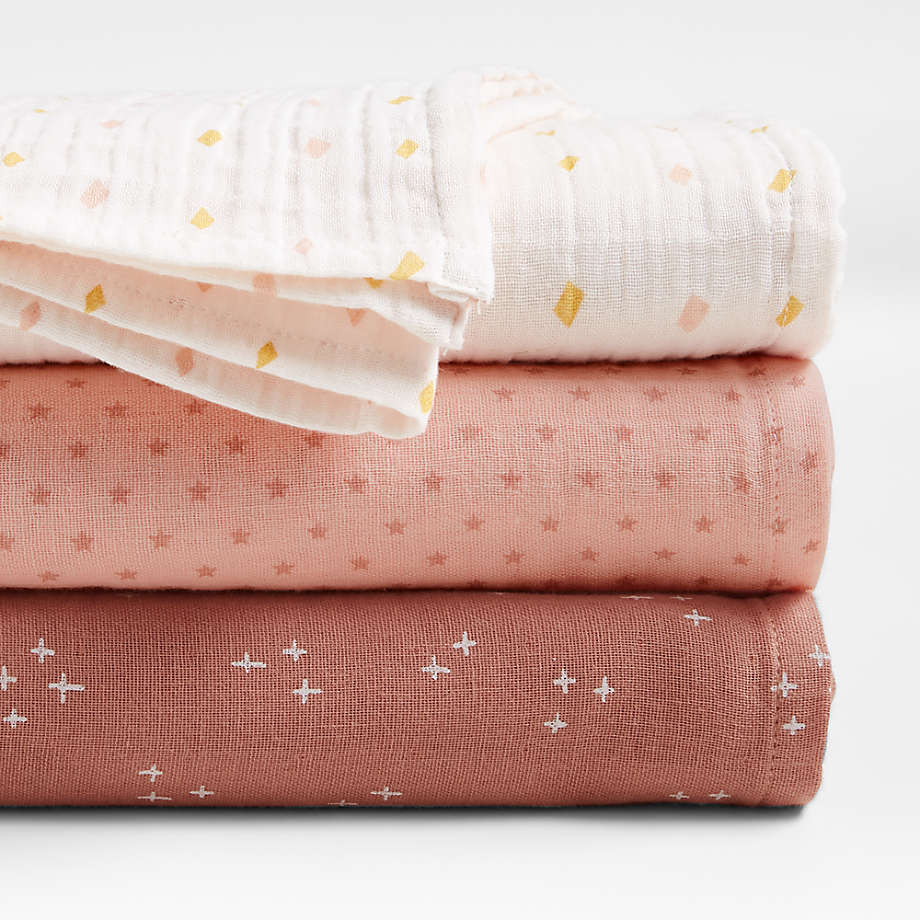 Pink Charms Organic Baby Swaddles, Set of 3 + Reviews Crate & Kids