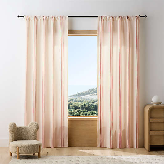 Pink Stripe Organic Cotton Curtain Panel
