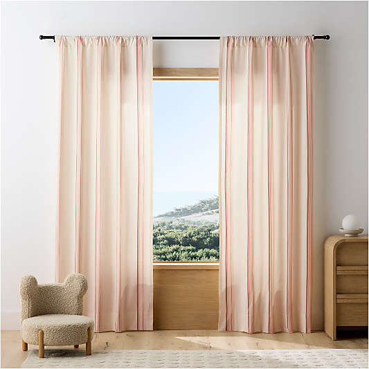 Yarn Dyed Pink Stripe 100% Organic Cotton Curtain Panel 44"x96"
