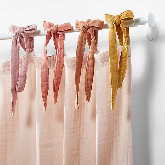 63" Pink Tie Muslin Organic Cotton Curtain Panel