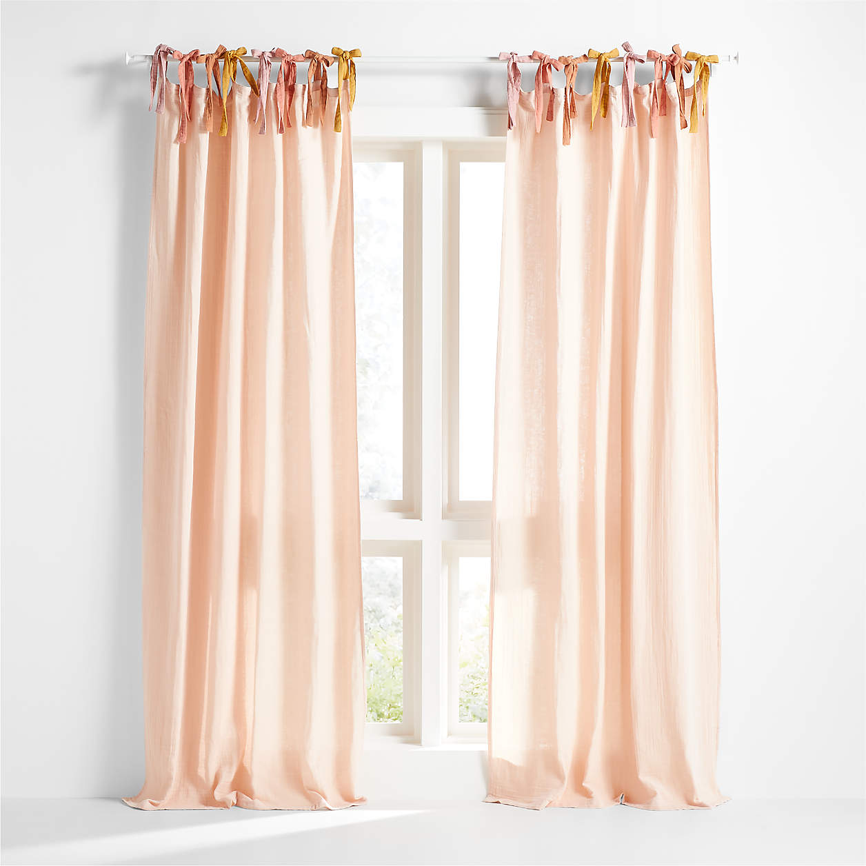 Pink Tie Muslin Organic Cotton Curtain Panel Reviews Crate