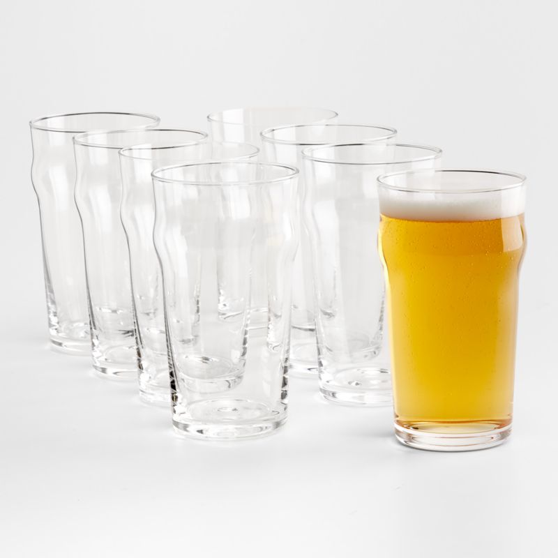 Pint Glass Tumblers with Crown, Set of 8