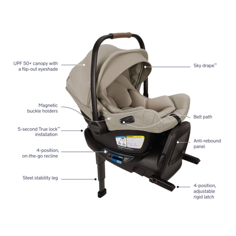 Nuna PIPA ™ aire rx Hazelwood Light Brown Reclining Infant Car Seat + PIPA RELX Base - image 7 of 7