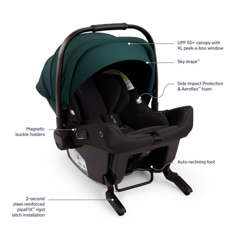 Nuna PIPA Urbn Lagoon Dark Green Baseless Baby Car Seat TRVL Stroller Next Travel System Reviews Crate Kids