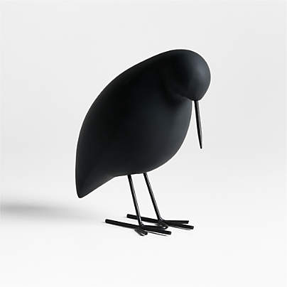 Piper Black Concrete Decorative Bird Sculpture