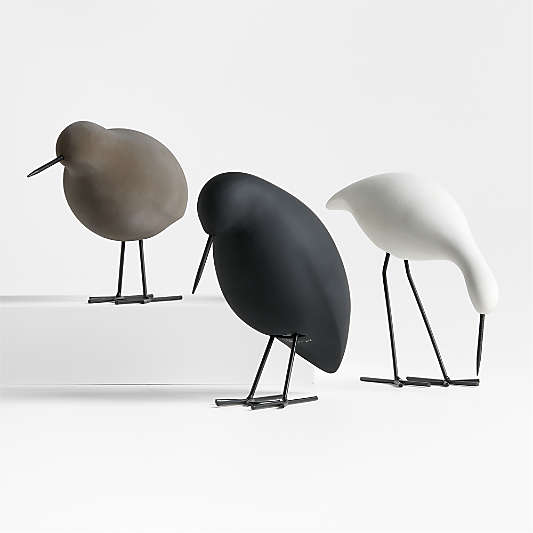 Piper White Concrete Decorative Bird Sculpture