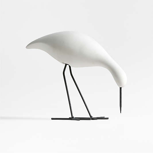 Piper White Concrete Decorative Bird Sculpture
