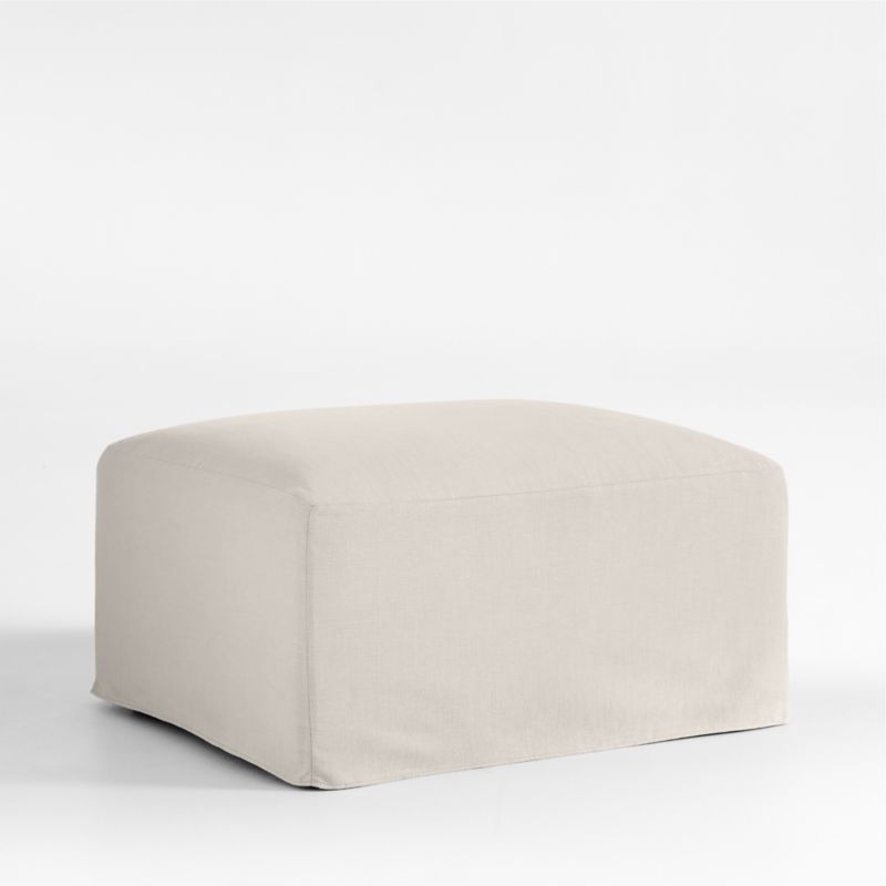 Piper Cream Slipcover Nursery Ottoman with Wood Base - image 0 of 5