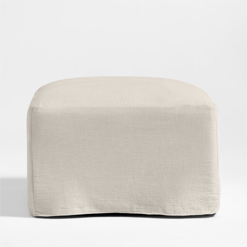 Piper Cream Slipcover Nursery Ottoman with Wood Base - image 2 of 5