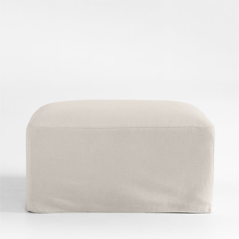 Piper Cream Slipcover Nursery Ottoman with Wood Base - image 4 of 5