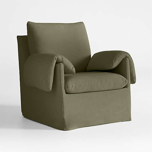 Piper Green Slipcovered Nursery Glider Chair with Metal Base