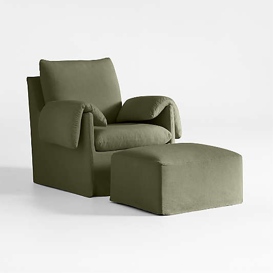 Piper Green Slipcovered Nursery Glider Chair with Metal Base