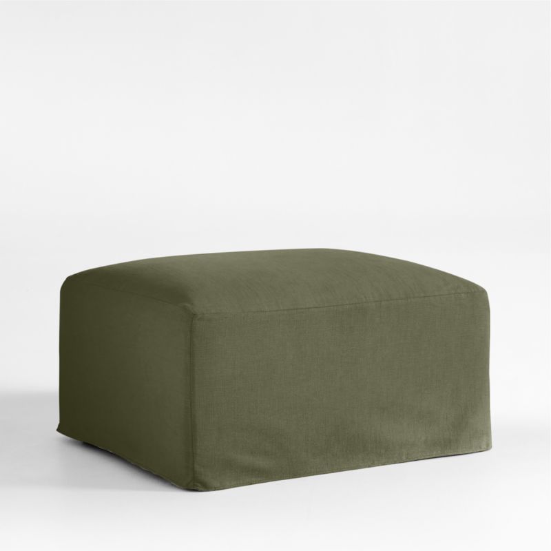 Piper Green Slipcovered Nursery Ottoman with Wood Base - image 0 of 4