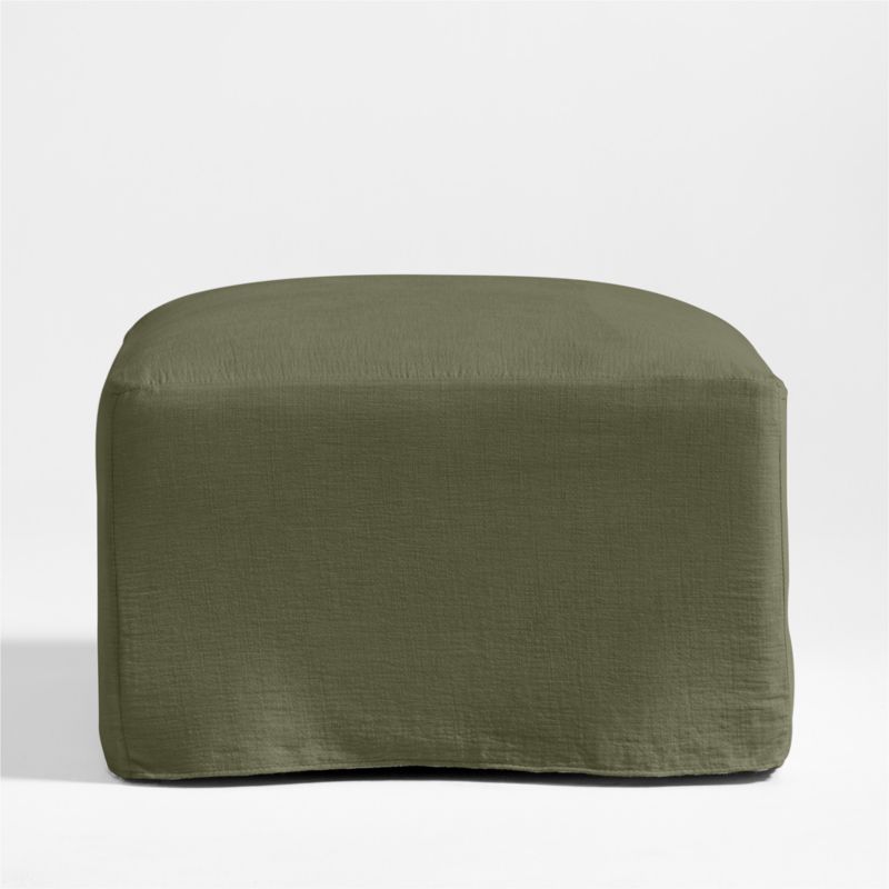 Piper Green Slipcovered Nursery Ottoman with Wood Base - image 2 of 4