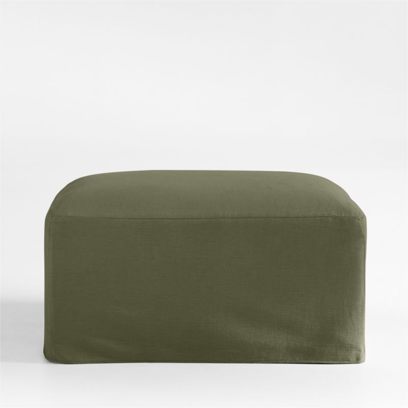 Piper Green Slipcovered Nursery Ottoman with Wood Base - image 3 of 4