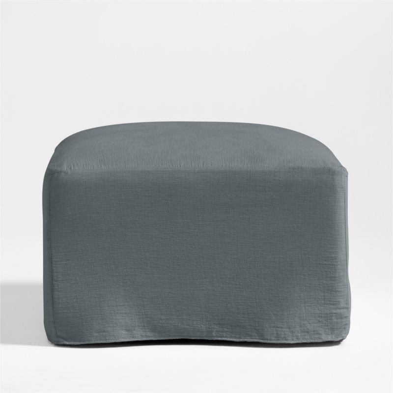 Piper Blue Slipcovered Nursery Ottoman with Wood Base - image 2 of 4