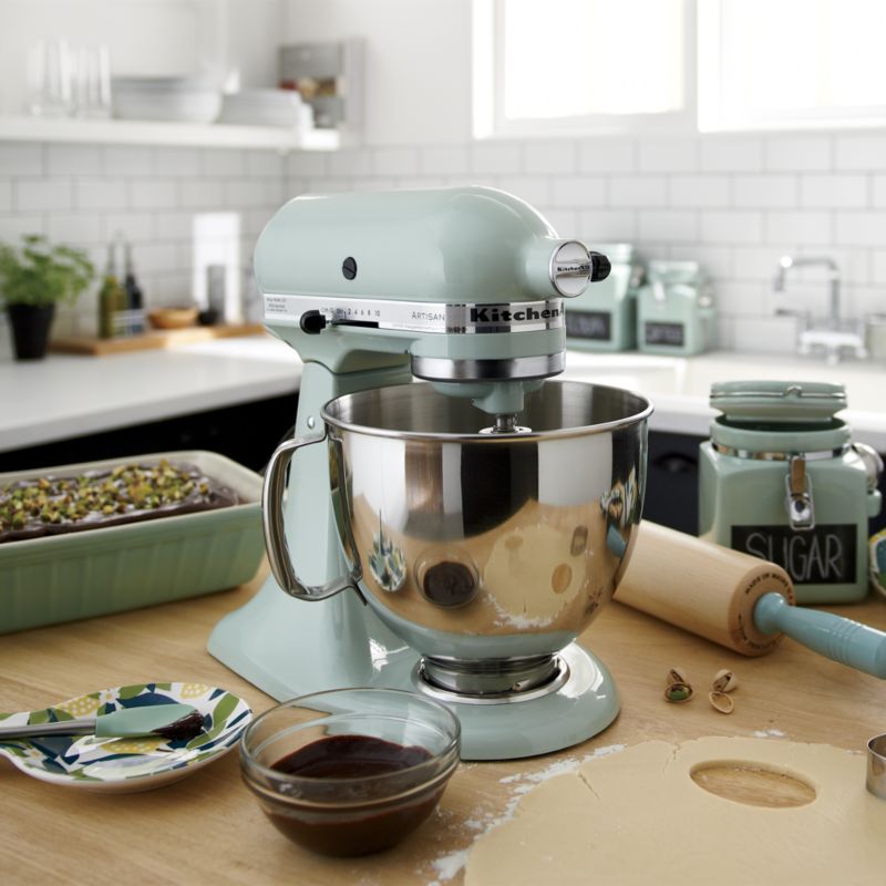 KitchenAid Artisan 5 Qt. 10-Speed Pistachio Green Stand Mixer with Flat  Beater, Wire Whip and Dough Hook Attachments KSM150PSPT - The Home Depot