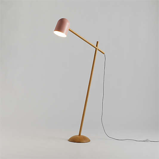 Pixi Rose Metal and Wood Swivel Floor Lamp