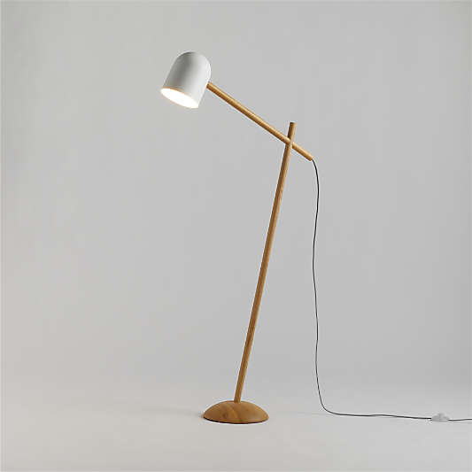 Pixi White Metal and Wood Swivel Floor Lamp