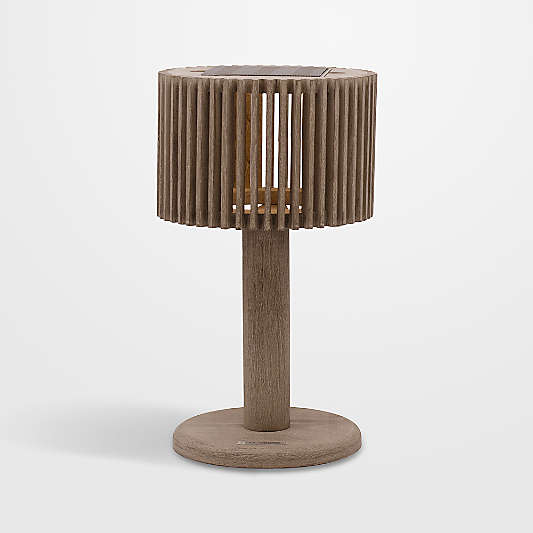 Pixy Weathered Teak LED Solar Outdoor Table Lamp 16"