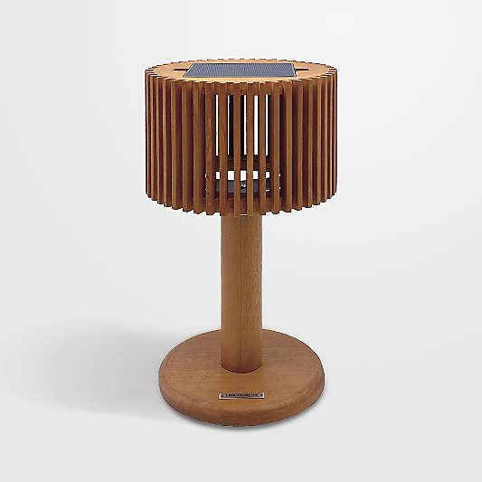 Pixy Natural Teak LED Solar Outdoor Table Lamp 16"