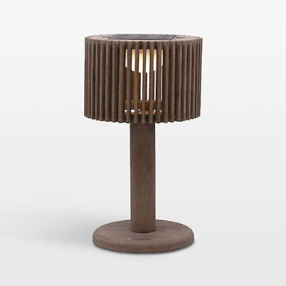 Pixy Weathered Teak LED Solar Outdoor Table Lamp 16"