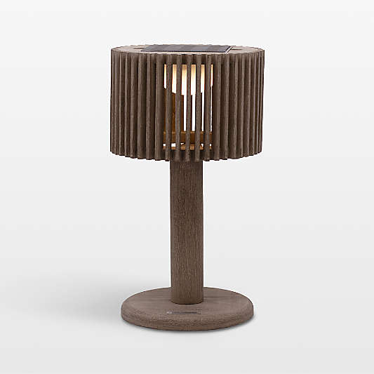 Pixy Weathered Teak LED Solar Outdoor Table Lamp 16"