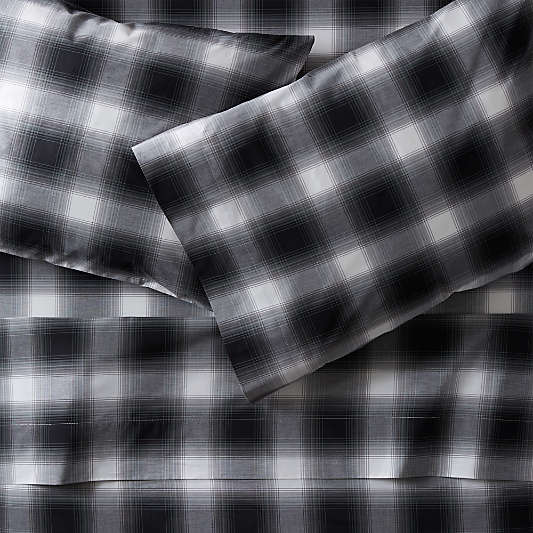 Organic Black Plaid Full Sheet Set