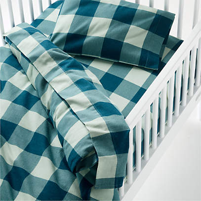 Buffalo Check Toddler Organic Flannel, Green Plaid Flannel Duvet Cover