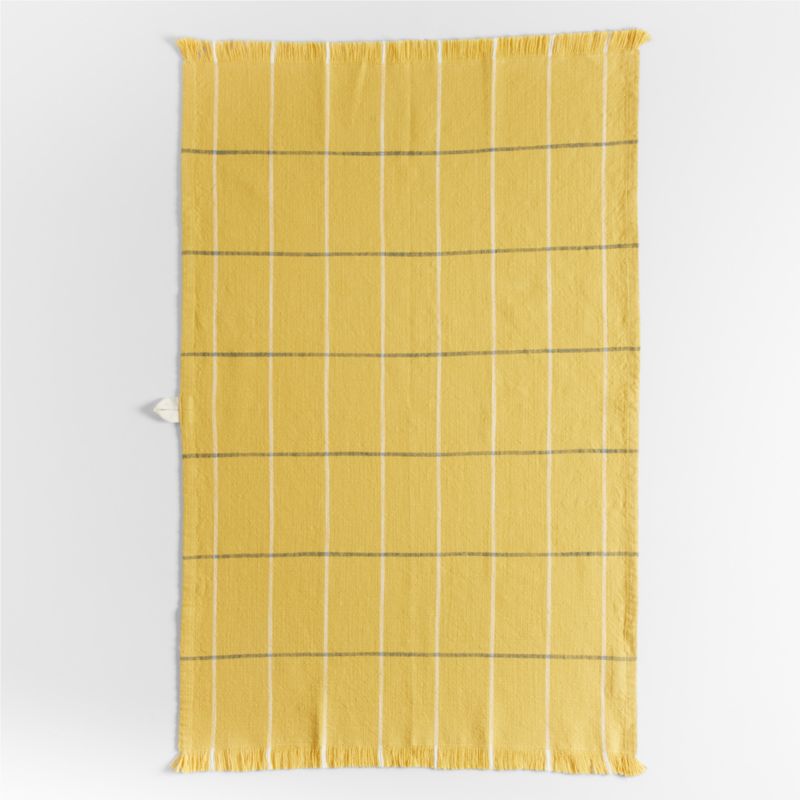 Yellow Plaid Dish Towel with Fringe + Reviews