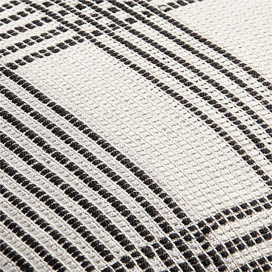 Ink Black 20"x20" Plaid Outdoor Throw Pillow