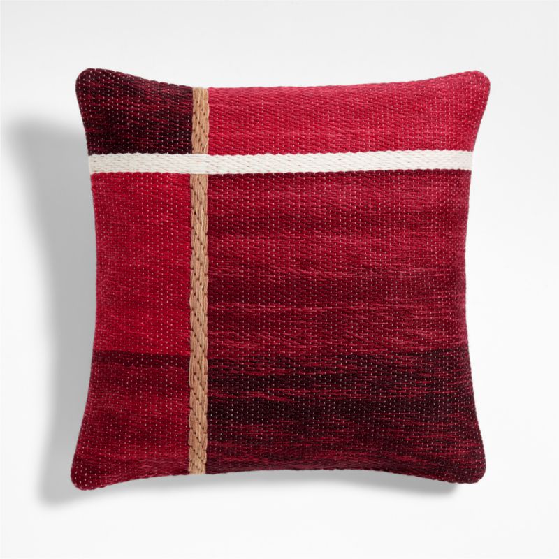 Plaid Kilim 20"x20" Luminous Red Throw Pillow Cover - image 0 of 7