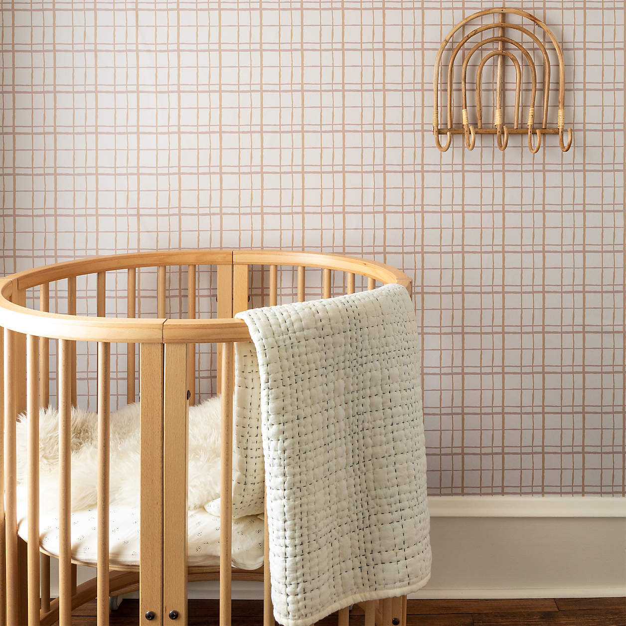 Chasing Paper Plaid Mauve Peel and Stick Wallpaper 2'x8' Crate & Kids