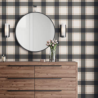 Tempaper Black and Ivory Plaid Removable Wallpaper + Reviews | Crate & Barrel Tempaper Black and Ivory Plaid Removable Wallpaper + Reviews | Crate & Barrel
