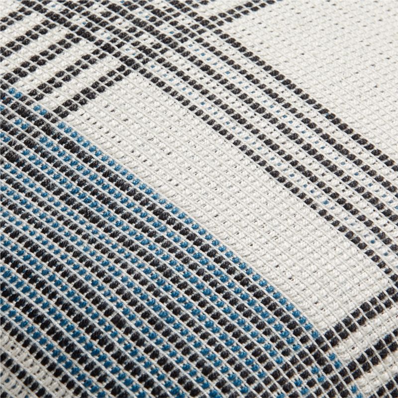 Sapphire Teal Blue 20"x20" Plaid Outdoor Throw Pillow - image 3 of 4