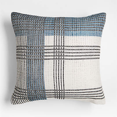 Sapphire Teal Blue 20"x20" Plaid Outdoor Throw Pillow