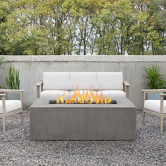 Plateau Stone and Cement Rectangle Outdoor Natural Gas Fire Pit Table