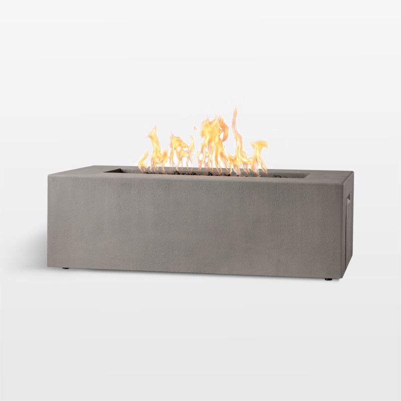 Plateau Stone and Cement Rectangle Outdoor Natural Gas Fire Pit Table
