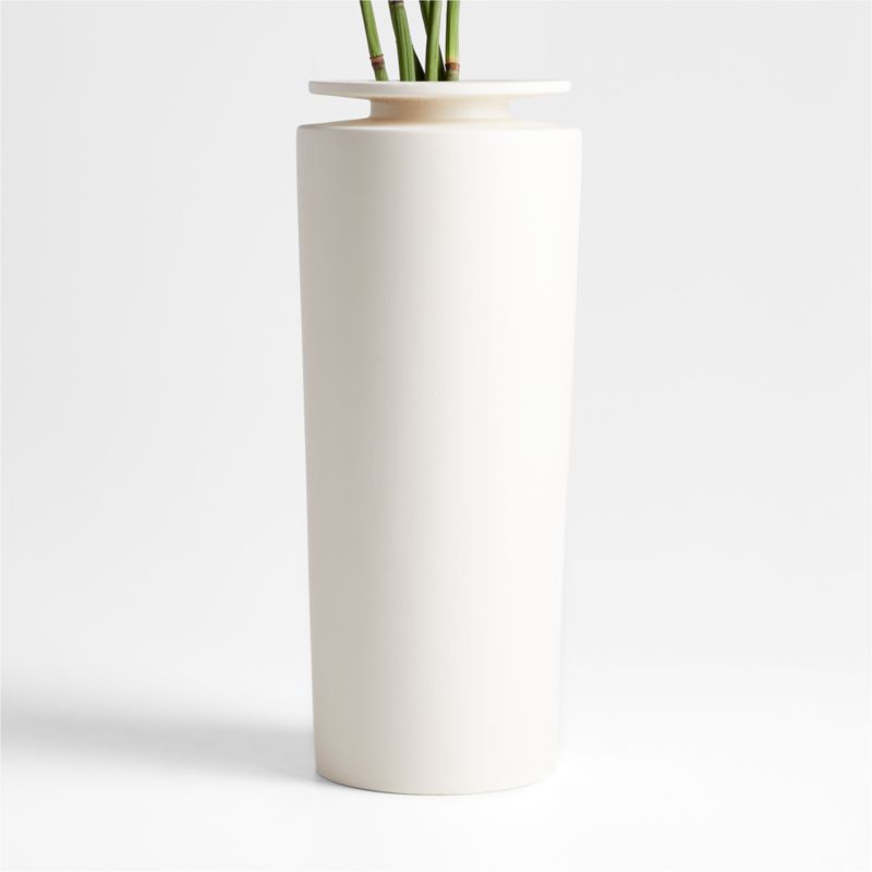 Plateia Large White Earthenware Vase 15.75" - image 0 of 13