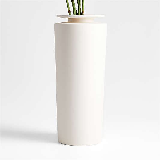 Plateia Large White Earthenware Vase 15.75"