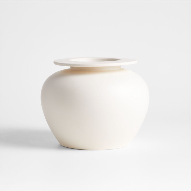 Plateia Small White Earthenware Vase 7.5" - image 16 of 20