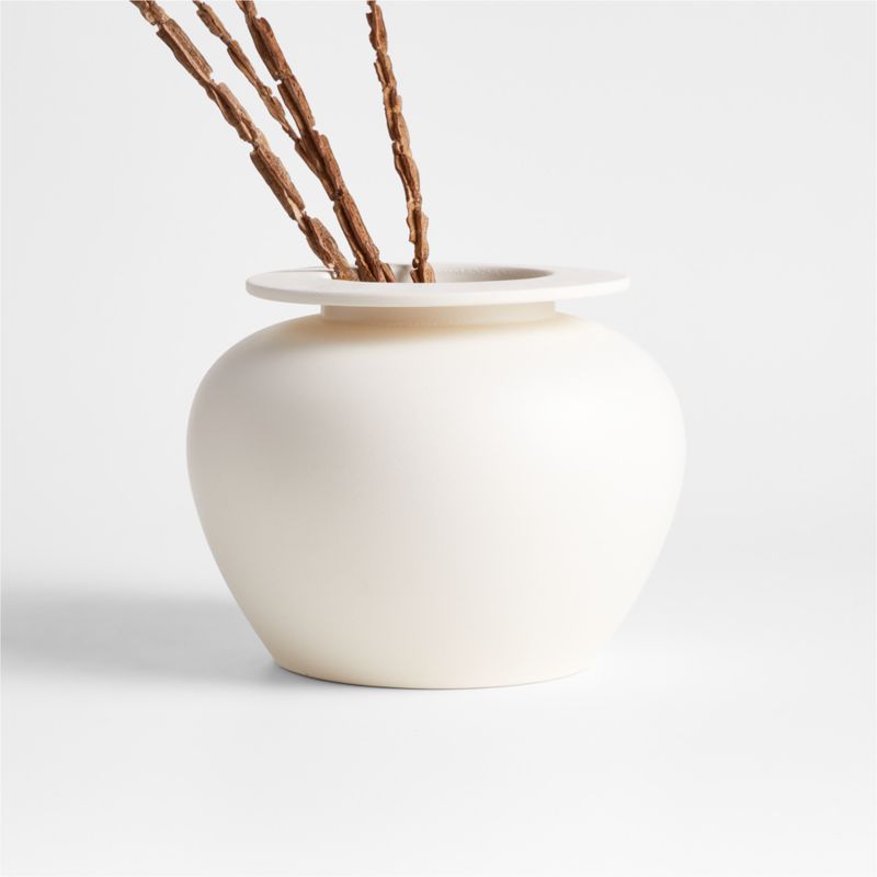 Slope White Ceramic Vase 17