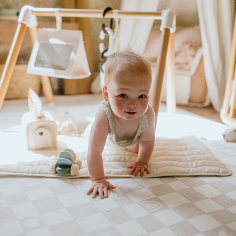 Lalo Oatmeal White Checkered 4x6 Baby Play Mat - image 2 of 6
