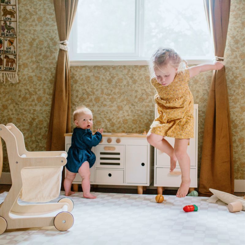 Lalo Oatmeal White Checkered 4x6 Baby Play Mat - image 3 of 6