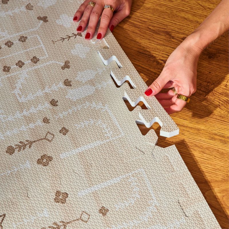 Lalo Oatmeal White Checkered 4x6 Baby Play Mat - image 1 of 6