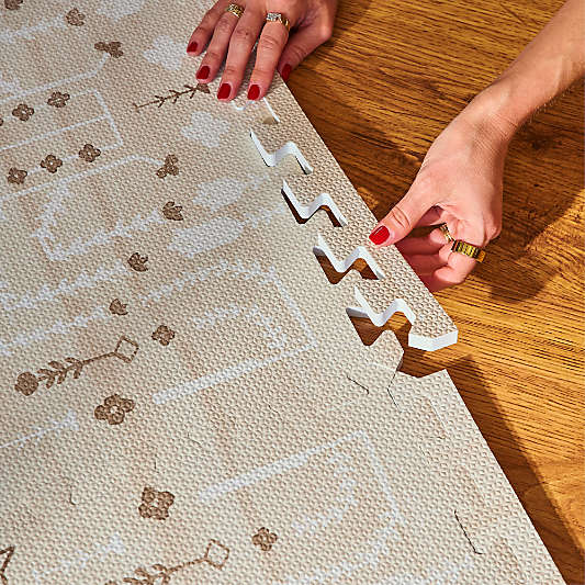 Lalo Oatmeal White Checkered 4x6 Baby Play Mat