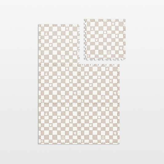 Lalo Oatmeal White Checkered 4x6 Baby Play Mat